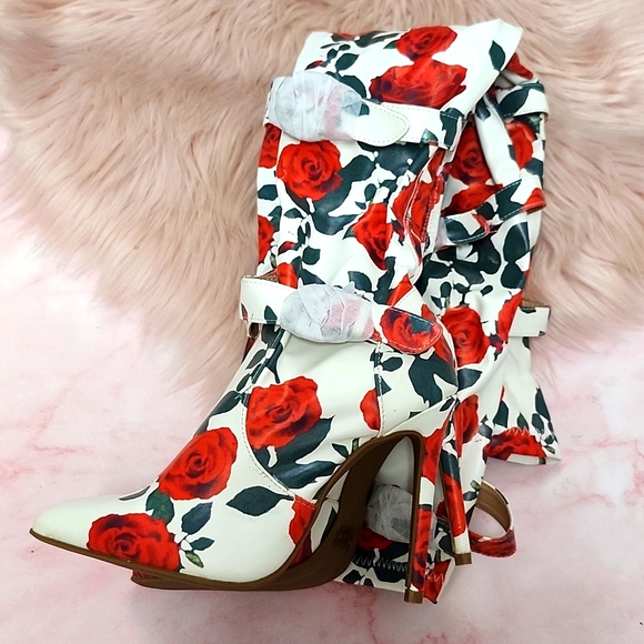 Brand New FLORAL STILETTO THIGH-HI BOOTS-6.5 - Picture 6 of 6